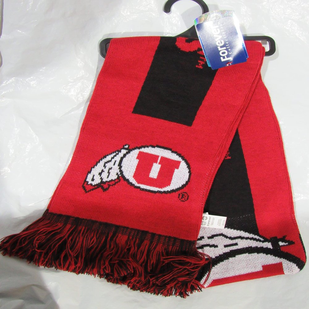 FOCO NCAA Utah Utes Big Logo Scarf, One Size, Crimson