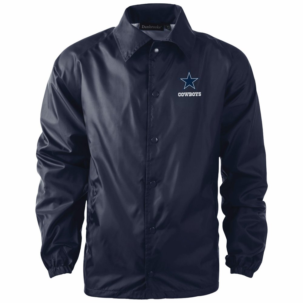 Dunbrooke Men's Navy Dallas Cowboys Coaches Classic Raglan Full-Snap Windbreaker Jacket