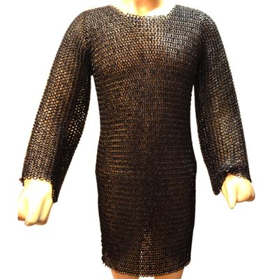 Allbeststuff 9Mm Flat Riveted Solid Chain Mail Hauberk for Chest 60 Large Blackend
