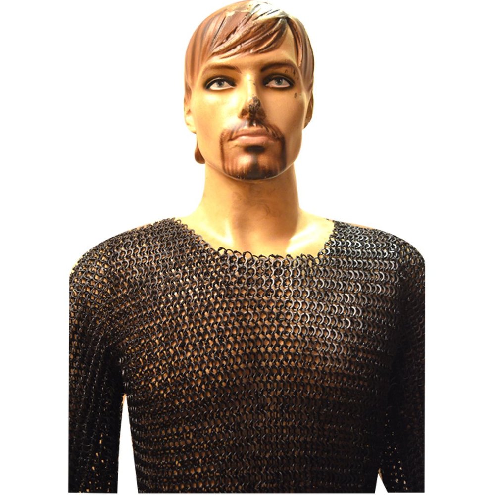 Allbeststuff Medieval Viking Chain Mail Shirt Chest 46 Long Sleeve Large Blackend