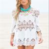 Women's Bathing Suit Cover Up Lace Crochet Tunic Bikini Beach Dress (M, White) view 2