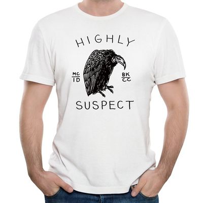 B&LAN Men's Highly Suspect Lydia Mister Asylum Bloodfeather T-shirts White