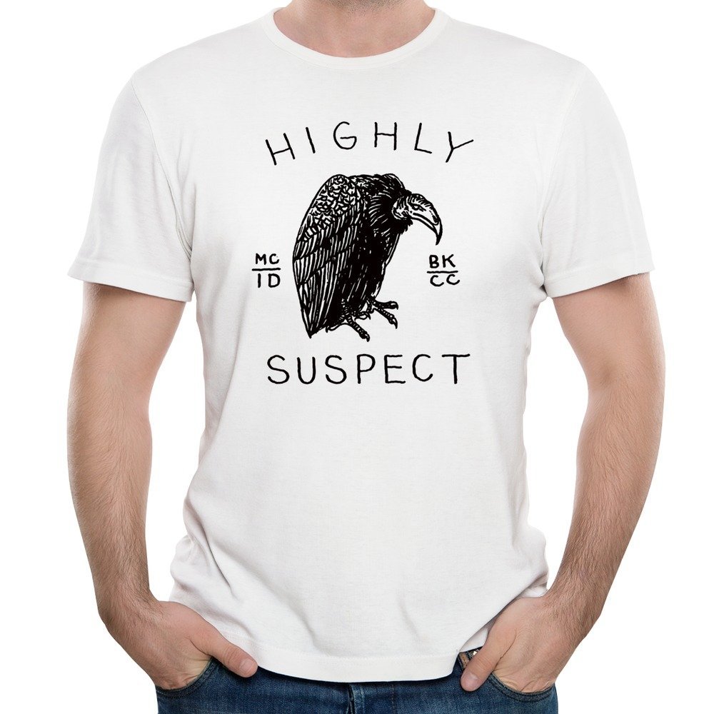 B&LAN Men's Highly Suspect Lydia Mister Asylum Bloodfeather T-shirts White