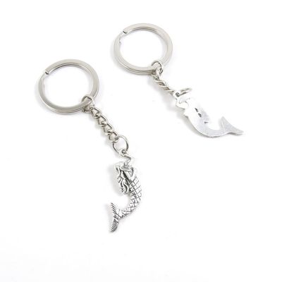 2 Pieces Keychain Door Car Key Chain Tags Keyring Ring Chain Keychain Supplies Antique Silver Tone Wholesale Bulk Lots N6QY4 Mermaid