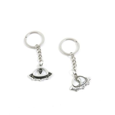 1 Pieces Keychain Door Car Key Chain Tags Keyring Ring Chain Keychain Supplies Antique Silver Tone Wholesale Bulk Lots R3SS7 Alien UFO ET