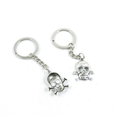1 Pieces Keychain Door Car Key Chain Tags Keyring Ring Chain Keychain Supplies Antique Silver Tone Wholesale Bulk Lots G4LR1 Skull Head