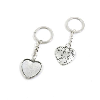 2 Pieces Keychain Door Car Key Chain Tags Keyring Ring Chain Keychain Supplies Antique Silver Tone Wholesale Bulk Lots J6YH3 Heart