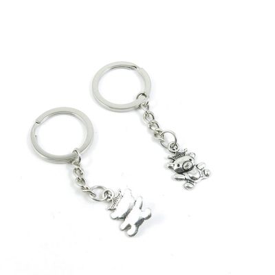 1 Pieces Keychain Door Car Key Chain Tags Keyring Ring Chain Keychain Supplies Antique Silver Tone Wholesale Bulk Lots J5VP5 Crown Teddy Bear