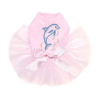 Dolphin - Blue - Bling Rhinestone Dog Tutu Dress, 4XL Pink