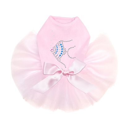 Angel Fish - Blue - Bling Rhinestone Dog Tutu Dress, S Pink