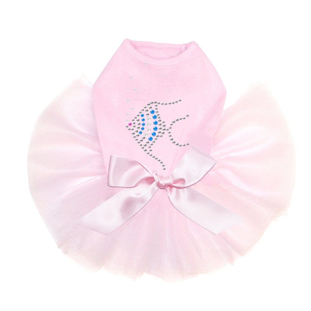 Angel Fish - Blue - Bling Rhinestone Dog Tutu Dress, S Pink