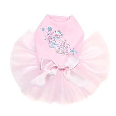 Sea Shells - Pastel - Bling Rhinestone Dog Tutu Dress, 2XL Pink