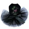 Pink Flamingo with Palm Trees - Bling Rhinestone Dog Tutu Dress, XL Black view 1