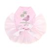 Pink Flamingo with Palm Trees - Bling Rhinestone Dog Tutu Dress, XL Pink view 1
