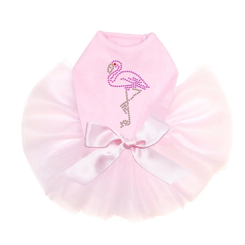 Pink Flamingo - Small - Bling Rhinestone Dog Tutu Dress, 2XL Pink