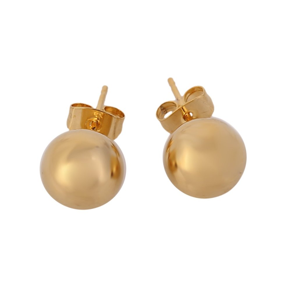 24k Yellow Gold Round Ball Stud Earrings 8mm 10mm (4mm*2pairs)