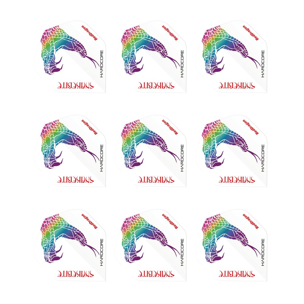 Hardcore Peter Wright Snakebite White Extra Thick Dart Flights - 3 Sets per Pack (9 Flights in Total) & Red Dragon Checkout Card