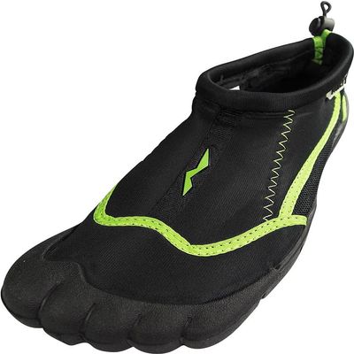 NORTY Women's Water Shoes - Aqua Swim Socks for Beach, Boat, and Pool - Skeletoe Barefoot Design - Cruise Ship Essentials - Hiking and Camping Footwear - Black/Lime,Size 5
