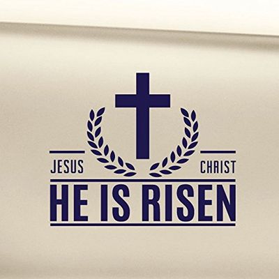 Nashville Decals Jesus Christ He is Risen Christian Vinyl Decal Laptop Car Truck Bumper Window Sticker - Navy Blue