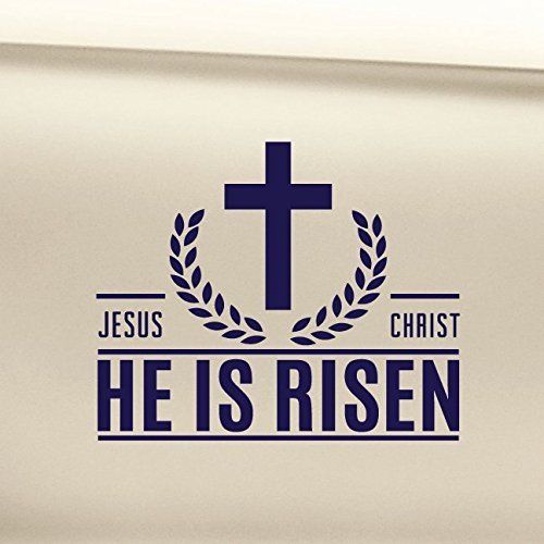 Nashville Decals Jesus Christ He is Risen Christian Vinyl Decal Laptop Car Truck Bumper Window Sticker - Navy Blue