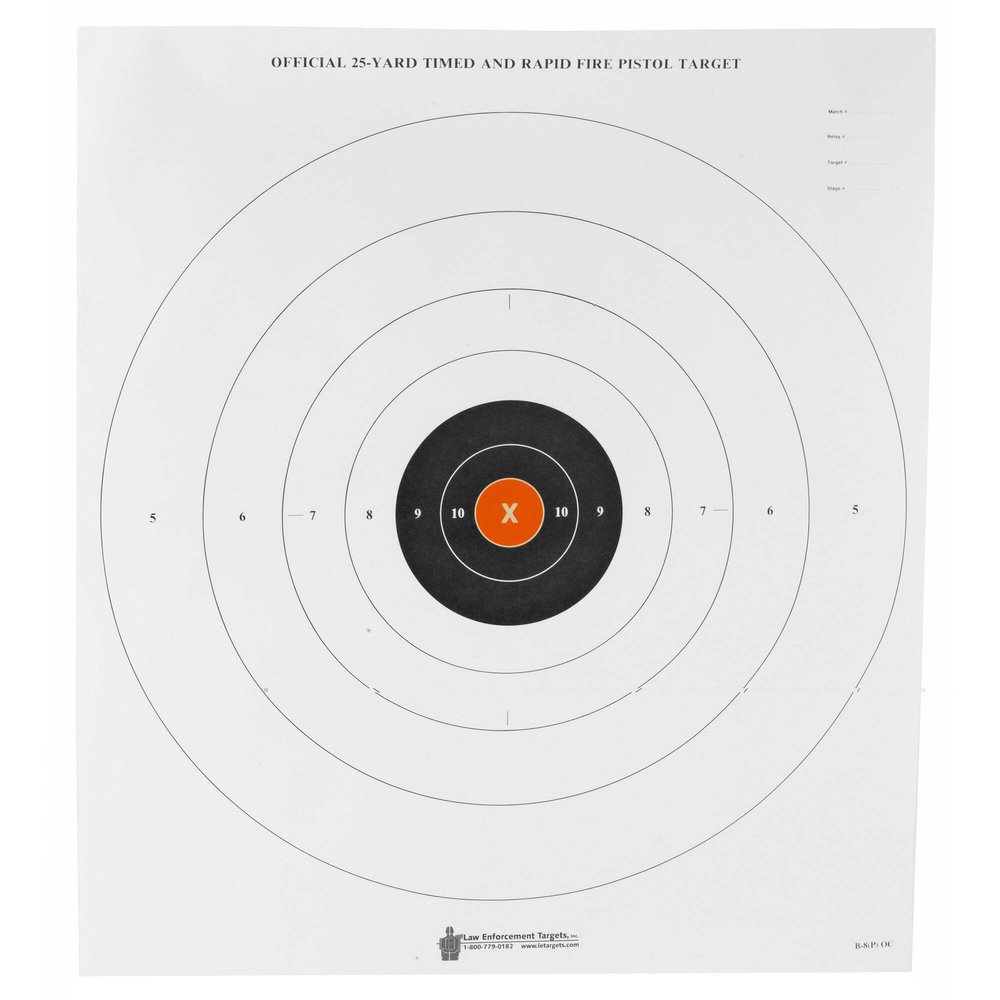 Action Target B-8 25 Yard Timed and Rapid Fire Target, Pack of 100, Black/Orange, B-8POC