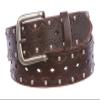 1 1/2" Snap on Perforated Vintage Embossed Studded Jean Belt, Brown | L/XL - 40 view 1
