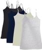 4 Pack: Active Basic Cami Tanks in Many Colors (Small, Black/Navy/H.Beige/H.Grey) view 1