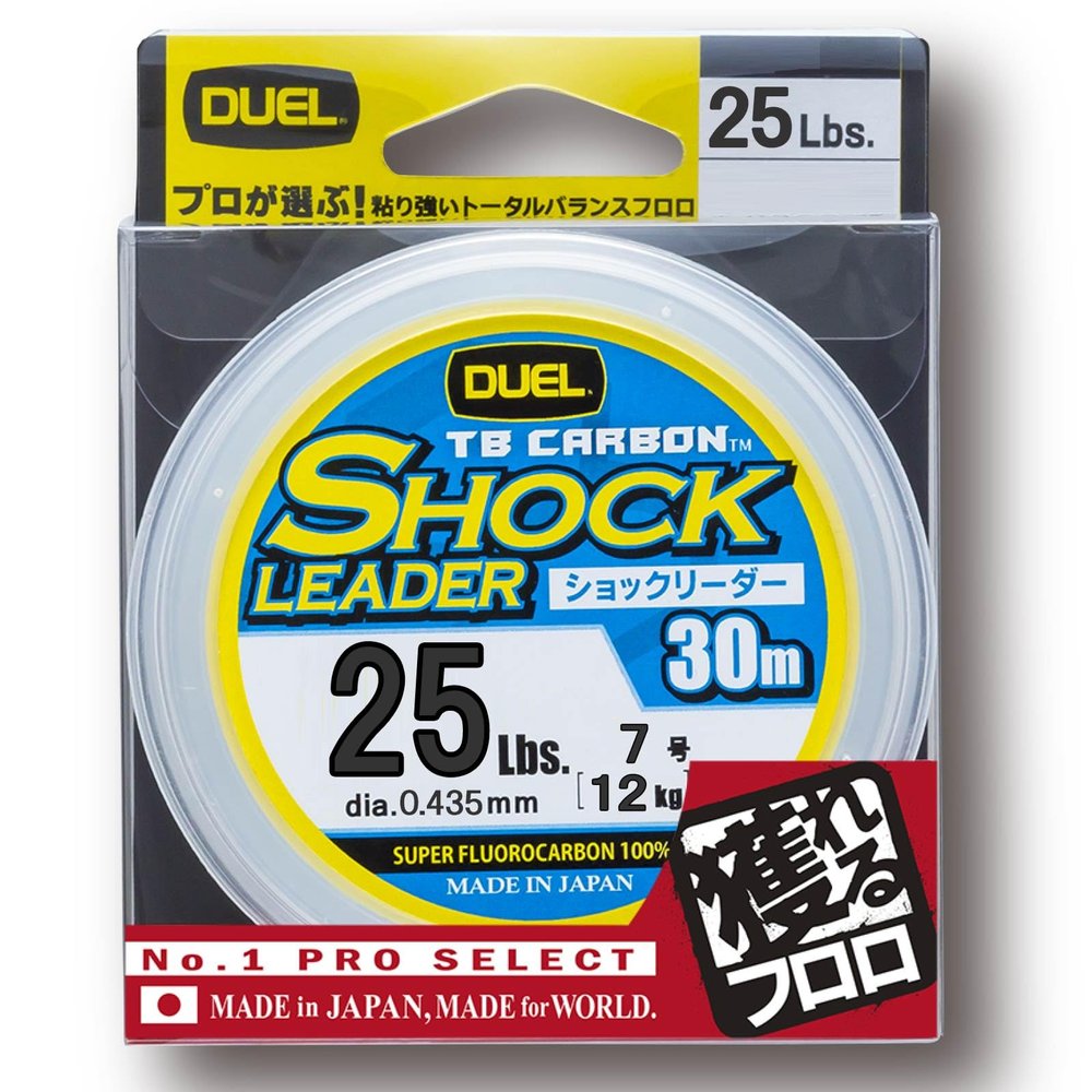 Duel Fluoroline H3507 25Lbs. TB Carbon Shock Leader, 98.4 ft (30 m), Natural Clear