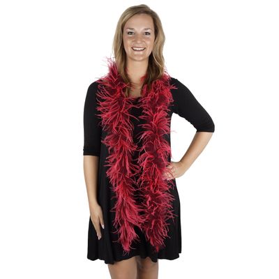 ZUCKER Ostrich Feather Boa - Cosplay Costume Flapper Accessory, 6 feet, Burgundy - Tango Red
