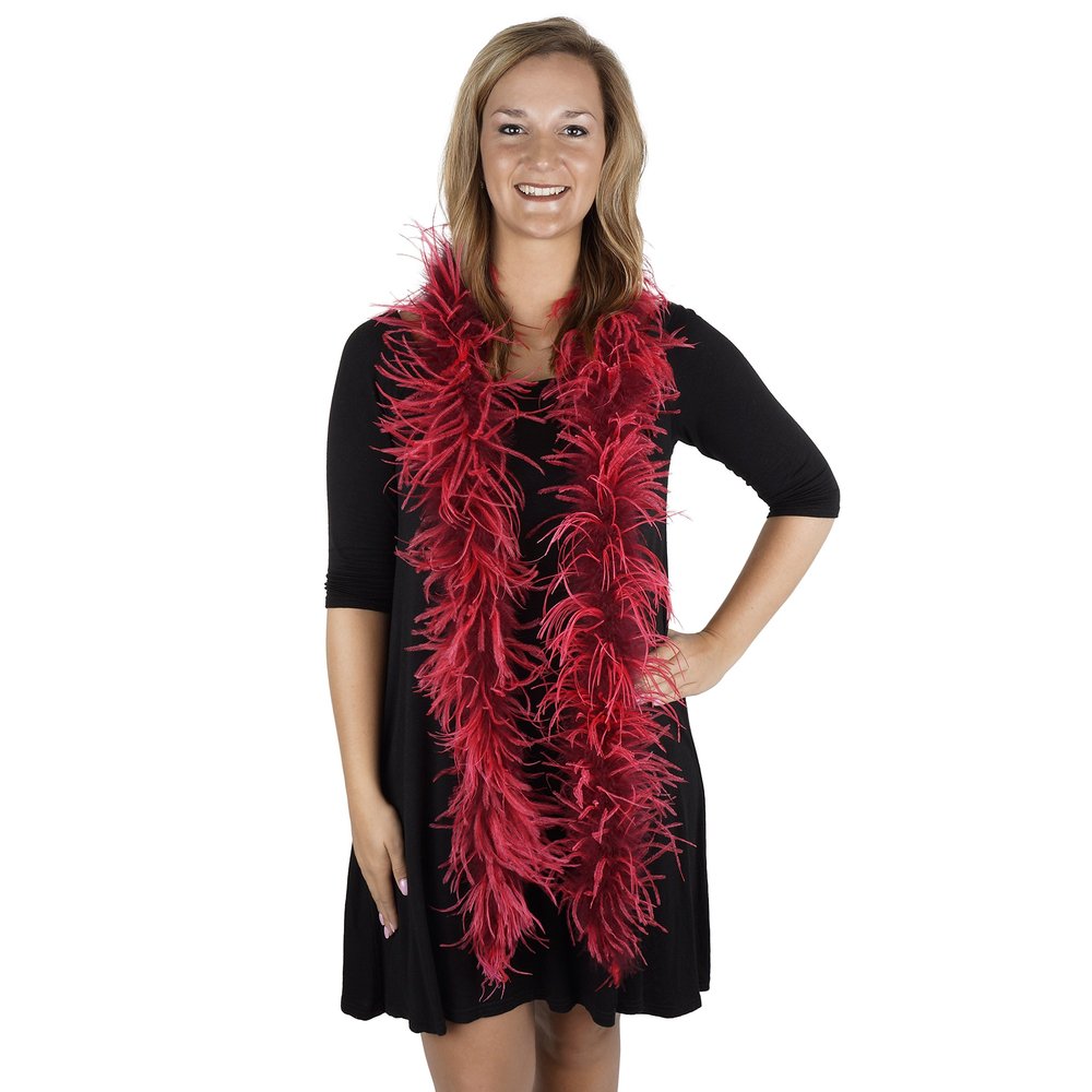 ZUCKER Ostrich Feather Boa - Cosplay Costume Flapper Accessory, 6 feet, Burgundy - Tango Red