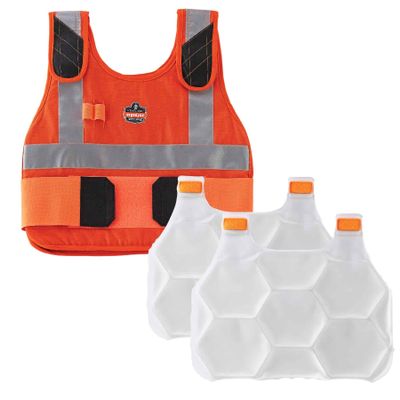 Ergodyne unisex adult + Premium FR Phase Change Cooling Vest Packs, Orange, Small-Medium US