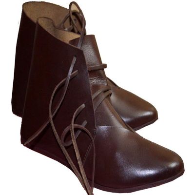 Allbeststuff Men's Medieval Leather Shoes Ankle Length 7 Brown