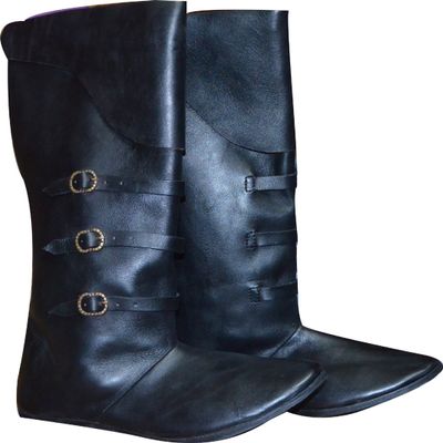 Allbeststuff Men's Medieval Long Boots Re Enactment Shoes 7 Black