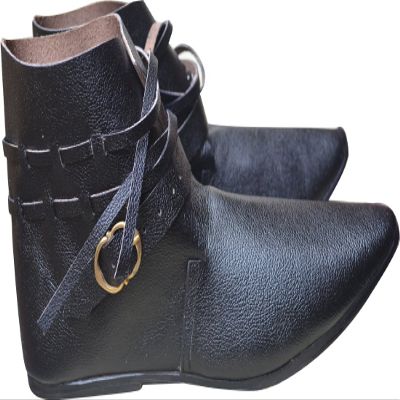 Allbeststuff Men's Hand Made Medieval Leather Shoes 9 Black