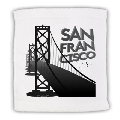 TOOLOUD San Francisco Text Bay Bridge Micro Terry Sport Towel 15" x 22"