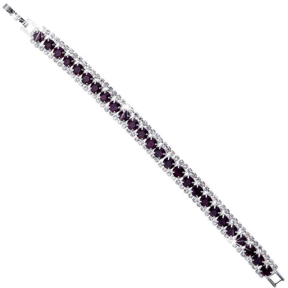 YAZILIND Elegant Charming Purple Cubic Zirconia Oval Cut Tennis Bracelet for Women