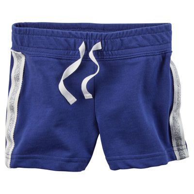 Carters Baby Girls Sparkle Side Stripe French Terry Shorts Blue 12M