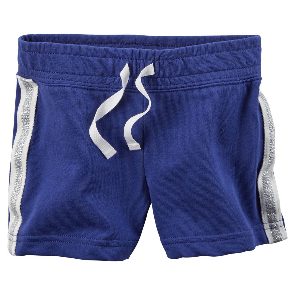 Carters Baby Girls Sparkle Side Stripe French Terry Shorts Blue 12M