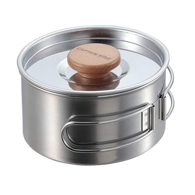 Captain Stag UH-4207 Barbecue Pot, Stainless Steel, One-Handed Pot, 4.7 inches (12 cm), Medium Plate Included