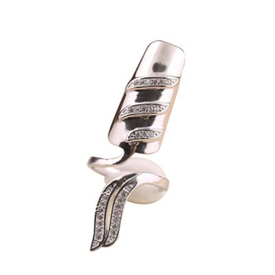 OLizee Sterling Silver Fingernail Ring Nail Decoration Finger Tip Ring Nail Art Charms Fashion Jewelry Accessories, D