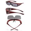 Bestum Driving Glasses Wraparounds Polarized Fitover Sunglasses (Red, Grey) view 2