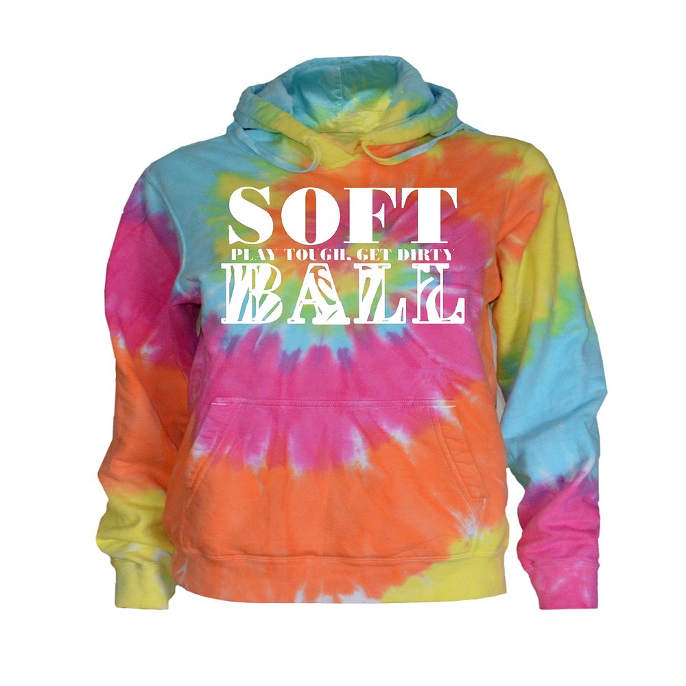 JANT girl Softball Tie Dye Sweatshirt - Stacked White Logo (Pastel Twist, S)
