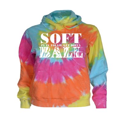 JANT girl Softball Tie Dye Sweatshirt - Stacked White Logo (Pastel Twist, L)