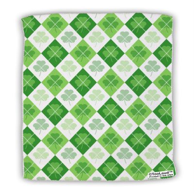 TOOLOUD St Patrick's Day Green Shamrock Argyle Micro Terry Sport Towel 11"x8" All Over Print