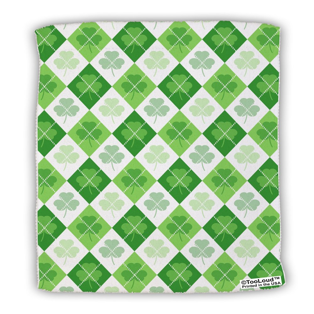 TOOLOUD St Patrick's Day Green Shamrock Argyle Micro Terry Sport Towel 11"x8" All Over Print