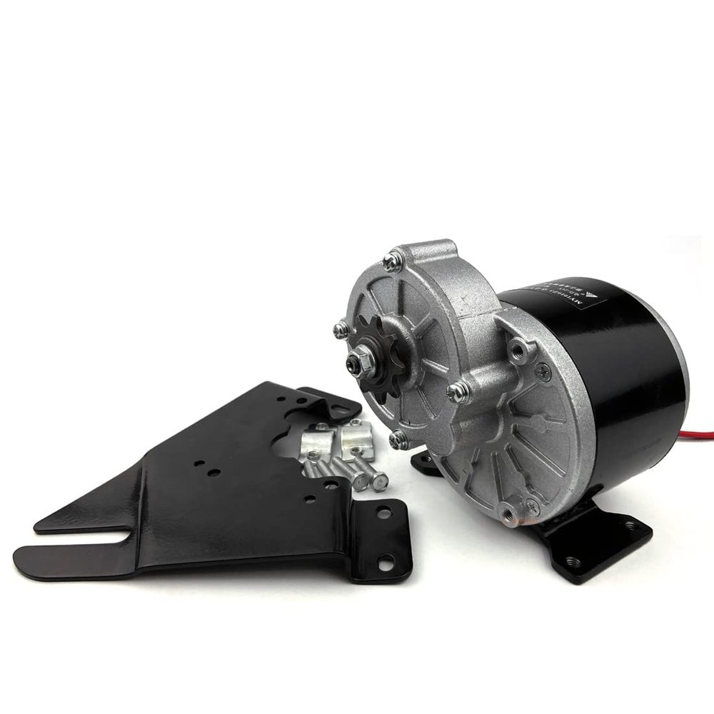 L-faster 24V36V350W Unite Motor Brushed Scooter Bike Bicycle Motor Bike Engine DC Gear decelerating (24V350W with Plate)