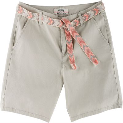 Bebop Womens Juniors Twill Woven Bermuda Shorts With Belt (1, Natural Beige)