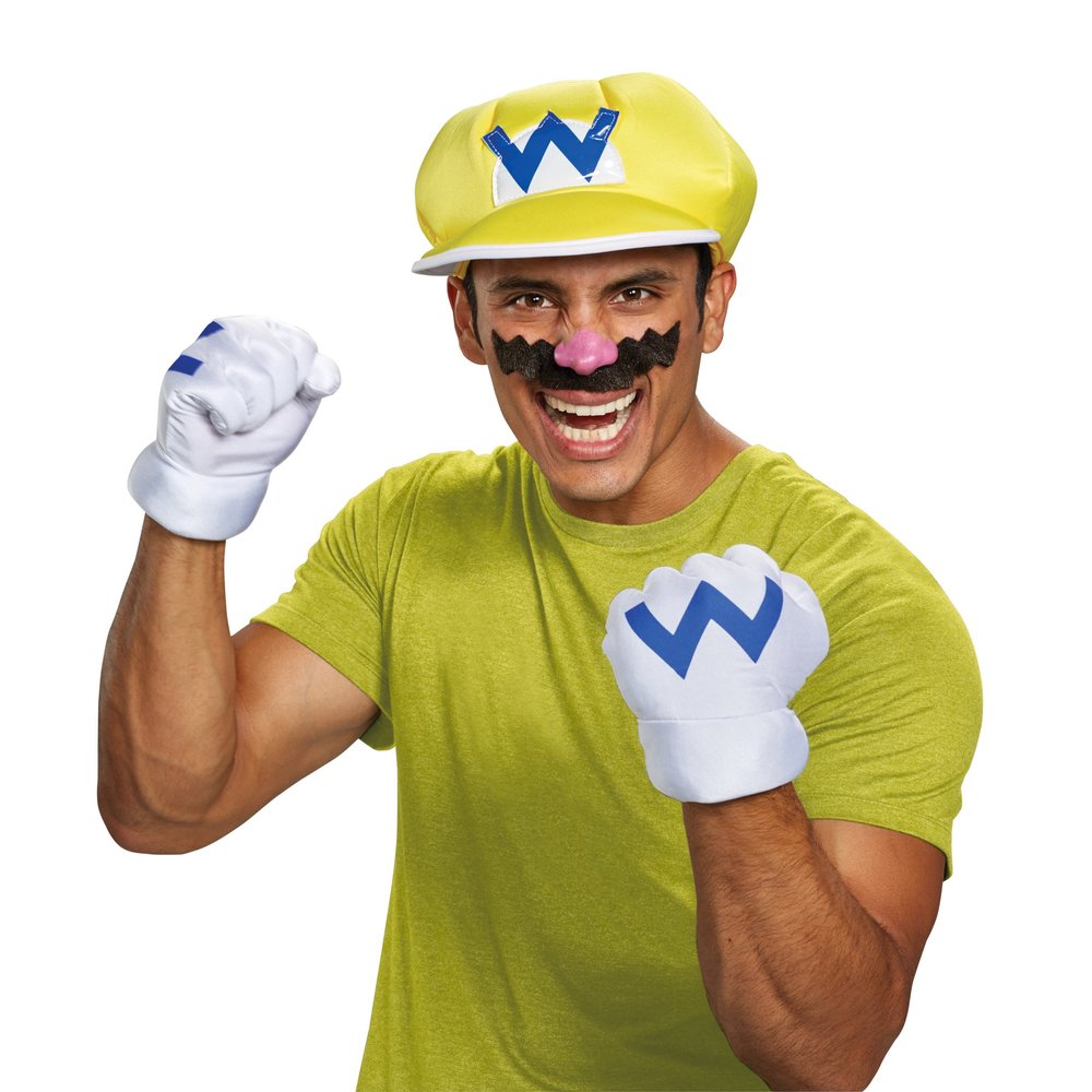 Disguise Super Mario Bros Nintendo Wario Instant Costume Kit Adult, Yellow / Purple, ST
