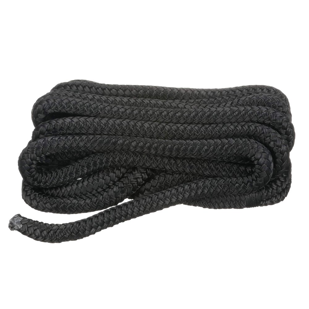 Attwood 117621-7 Premium Double Braided Nylon Dock Line, 1/2-Inch Thick, 25 Feet Long, Pre-Spliced One End, Black