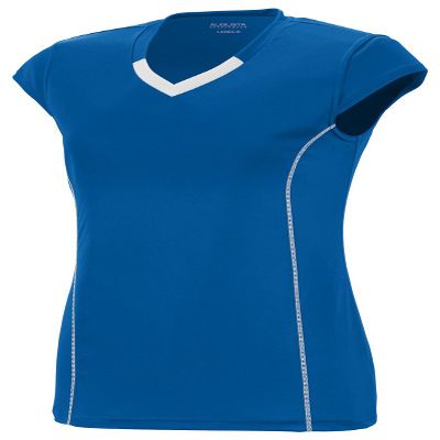 Augusta Sportswear Women's Wicking Cap Sleeve Jersey, Royal/White, X-Large